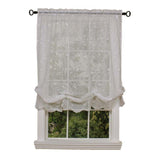 Commonwealth Habitat Hathaway Scroll Motif Embroidery Balloon Curtain - 54x63" - White