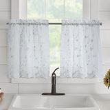 Habitat Grandeur Sheer Floral Motif and Scalloped Bottom Hem Pole Top Curtain Tiers White