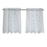 Habitat Grandeur Sheer Floral Motif and Scalloped Bottom Hem Pole Top Curtain Tiers White