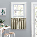 Ellis Curtain Lisa Solid Poly Cotton Duck Fabric Tailored Tiers for Living Rooms and Dining Rooms Mist