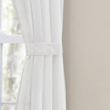 Ellis Curtain Cotton Voile 1.5" Rod Packet Tailored Curtain Panel Pair for Windows White