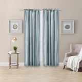 Ellis Curtain Luna Faux-Silk Rod Pocket/Back Tab Tailored Pairs - Blue