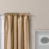 Ellis Curtain Luna Faux-Silk Rod Pocket/Back Tab Tailored Pairs - Taupe