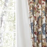 Ellis Cambridge Lined Jacquard Pinch Pleat Jacobean Floral Print Multicolor Drapery 2-Piece Curtain Panels, 96W x 84L