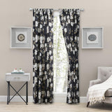 Ellis Curtain Magnolia Lined 3" Rod Pocket Curtain Panel Pair with Tiebacks Black