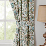 Ellis Curtain Paisley Prism Tailored 3" Rod Pocket Curtain Panel Pair with Tie Backs Latte