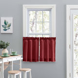 Ellis Stacey 1.5" Rod Pocket High Quality Fabric Solid Color Window Tailored Tier Pair Merlot
