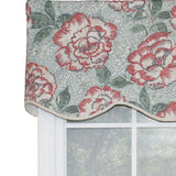 RLF Home Peony Bowl Trimmed Provance 100% Cotton with Fully Lined 3" Rod Pocket Valnance for Windows 50" x 15" Coral