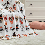 Plazatex Halloween Pals All Season Plush Decorative Halloween Throw Blanket 50" x 60" White