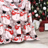 Plazatex Big Christmas Snowman All Season Plush Decorative Christmas Throw Blanket 50" X 60" Grey