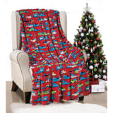 Plazatex Christmas Cars Plush All Season Decorative Throw Blanket 50" x 60" Red