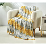 Plazatex Cillia All Season Plush Decorative Throw Blanket 50" x 60" Grey & Yellow