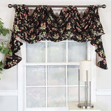 RLF Home Strawberry Fields 3-Scoop Victory Swag for your Your Home Decor 4" Top Tabs Center 25" Tails 50" x 18" Black