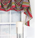 RLF Home Luxurious Modern Design Nigel Stripe Victory Swag 3-Scoop Window Valance 50" x 25"