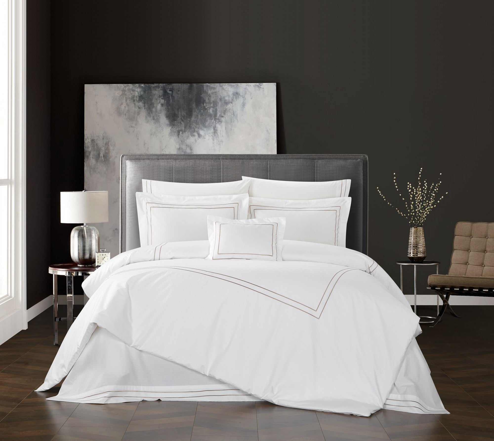 Chic Home Santorini Cotton Comforter Set Solid White With Dual Stripe –  closeoutlinen