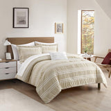 Chic Home Emma Bedding Comforter, Seersucker Fabric with Striped Design, 8 Pieces Comforter Set Beige
