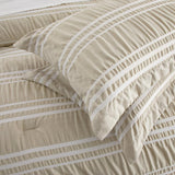 Chic Home Emma Bedding Comforter, Seersucker Fabric with Striped Design, 4 Pieces Comforter Set Beige