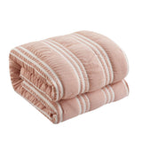 Chic Home Emma Bedding Comforter, Seersucker Fabric with Striped Design, 8 Pieces Comforter Set Blush Pink