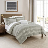 Chic Home Emma Bedding Comforter, Seersucker Fabric with Striped Design, 8 Pieces Comforter Set Green