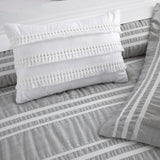 Chic Home Emma Bedding Comforter, Seersucker Fabric with Striped Design, 8 Pieces Comforter Set Grey