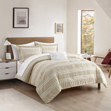 Chic Home Emma Bedding Comforter, Seersucker Fabric with Striped Design, 4 Pieces Comforter Set Beige