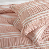 Chic Home Emma Bedding Comforter, Seersucker Fabric with Striped Design, 8 Pieces Comforter Set Blush Pink