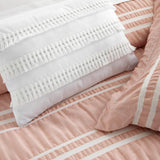 Chic Home Emma Bedding Comforter, Seersucker Fabric with Striped Design, 6 Pieces Comforter Set Blush Pink