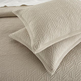 Chic Home Jessie 7 Pieces Quilt Set, Modern Geometric Pattern & Crinkle Crush Fabric, Bediing Quilts Beige