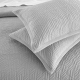 Chic Home Jessie 7 Pieces Quilt Set, Modern Geometric Pattern & Crinkle Crush Fabric, Bediing Quilts Grey