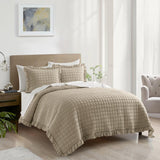 Chic Home Revel 3 Pieces Quilt Set, Diamond Stitched Crinkle Crush, Bedding Quilts Beige