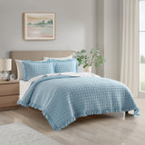 Chic Home Revel 3 Pieces Quilt Set, Diamond Stitched Crinkle Crush, Bedding Quilts Blue