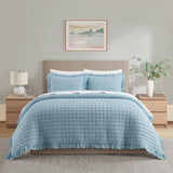 Chic Home Revel 3 Pieces Quilt Set, Diamond Stitched Crinkle Crush, Bedding Quilts Blue