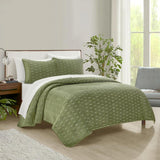 Chic Home Castiel 7 Pieces Quilt Set, Contemporary Stitched Embroidery, Bedding Quilts Green