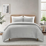 Chic Home Castiel 3 Pieces Quilt Set, Contemporary Stitched Embroidery, Bedding Quilts Grey