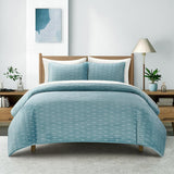 Chic Home Castiel 3 Pieces Quilt Set, Contemporary Stitched Embroidery, Bedding Quilts Blue