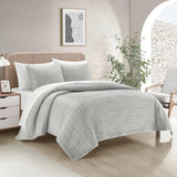 Chic Home Castiel 3 Pieces Quilt Set, Contemporary Stitched Embroidery, Bedding Quilts Grey