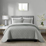 Chic Home Nyla 7 Pieces Quilt Set, Contemporary Geometric Hexagon Pattern, Bedding Quilts Grey