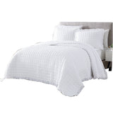 RT Designers Collection Bolla Ruff 3 Pieces Washed Lightweight Quilts Set For Bedding White