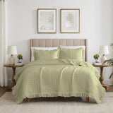 RT Designers Collection Belina 3 Pieces Washed Stitched Lightweight Quilts Set For Bedding Sage