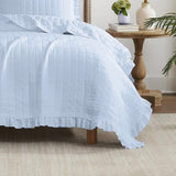 RT Designers Collection Belina 3 Pieces Washed Stitched Lightweight Quilts Set For Bedding White