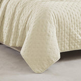 RT Designers Collection Cayla 3 Pieces Washed Pinsonic Lightweight Quilts Set For Bedding Ivory