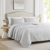 RT Designers Collection Cayla 3 Pieces Washed Pinsonic Lightweight Quilts Set For Bedding Silver