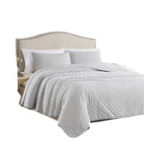 RT Designers Collection Cayla 3 Pieces Washed Pinsonic Lightweight Quilts Set For Bedding Silver