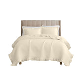 RT Designers Collection Carla 3 Pieces Washed Stitched Lightweight Quilts Set For Bedding Beige