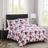 RT Designers Collection Melrose Rose 3-Pieces Elegant Stitched Quilt Set OB Multicolor