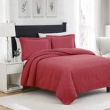 RT Designers Collection Ruby 3pc Pinsonic High Quality All Season Quilt Set for Revitalize Bedroom With Red