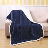 Plazatex Corduroy Faux Sherpa Reverse Throw Blanket - 50" x 60", Navy