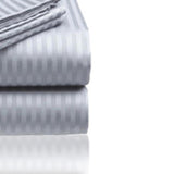 Embossed 1800 Series Wrinkle Resistant Stripe All Season Bed Sheet Set Gray by Plazatex