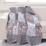 Greenland Home Fashions Barefoot Bungalow Giulia Fabulous Floral and Stencil Prints Fashionable Quilted Throw Blanket - 50x60", Gray