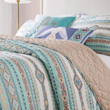 Greenland Home Fashions Barefoot Bungalow Phoenix Quilt and Pillow Sham Set - Twin 68x88", Turquoise